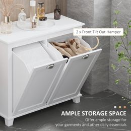 ZK20 Tilt-Out Laundry Sorter Cabinet, Bathroom Storage Organizer white