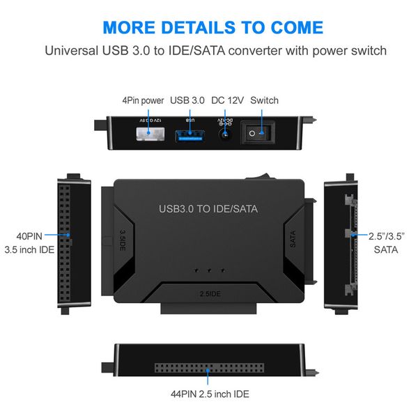 ZK20 USB Easy Drive Câble un remorqueur trois USB3.0 à SATA / IDE ARROUR ARRONTÉ COMPATIBLE USB PRÉPATION USB HOT-SWAPPABLE