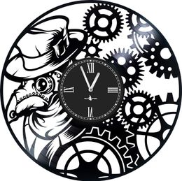ZK20 Horloge murale en forme de disque vinyle Steampunk - Diamètre 30,5 cm - Fabriquée en Europe - Mouvement à quartz silencieux de précision - Meilleur cadeau pour les fans de style STEAMPANK - Design original - Maison