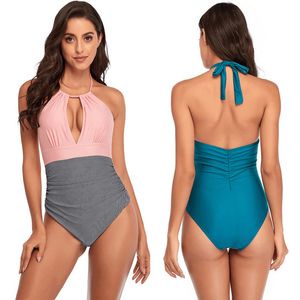 Zl0481 Sexy sexy sexy sexy sexy sexy sexy dames eend-stuk diep v effen kleur patchwork badpak dame bikini vrouwelijke biquini meisje zomer strand zwemmen pak driepunts bodysuit