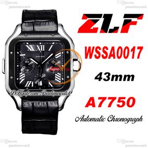 ZLF XL WSSA0017 ETA A7750 automatisch chronograaf herenhorloge tweekleurig PVD stalen ring zwarte Romeinse wijzerplaat lederen band Superversie Reloj Hombre-editie Puretime A01A