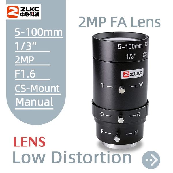 ZLKC 2 mégapixels 5100mm Varifocal HD 13 CCTV manuel Iris CS monture objectifs pour caméras IP objectif faible distorsion FA 2MP 240327