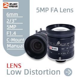 ZLKC HD C Mount Lens Camera Handmatige Iris CCTV 6mm 23'' 4 Machine Vision 5MP Hoge Resolutie Industriële Lenzen Lage Vervorming 231226