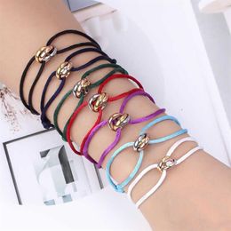 Zlxgirl bracelet en acier inoxydable de haute qualité 3 boucles en métal ruban à lacets chaîne bracelet en soie chaîne fait à la main bracelet H090254N