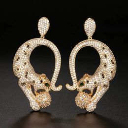 Zlxgirl bijoux lurxury marque pleine micro pavé zircone animaux boucles d'oreilles pour femmes déclaration punk oreilles gifs léopard boucle d'oreille 240323