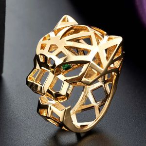Zlxgirl Quality Leopard Shape Animal Dinger Rings For Women Statement Punk Bijoux Marque Dubai Gold Color Leopard Ring 240323