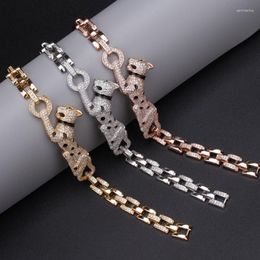 Zlxgirl trois plaqué couleur léopard Bracelet pour femmes et hommes Bijoux de mariage parfait Mirco pavé Zircon lien chaîne