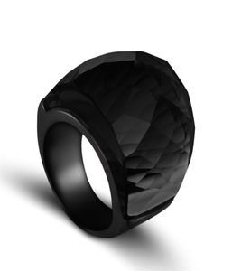 Zmzy mode zwarte grote ringen voor vrouwen bruiloft sieraden grote kristallen stenen ring 316L roestvrij staal anillos 2107014520774