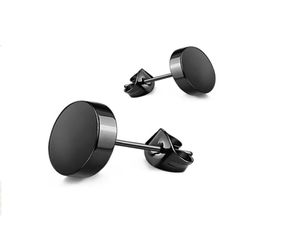 ZMZY boucles d'oreilles en acier inoxydable boucles d'oreilles couleur argent noir fermoir rond boucles d'oreilles push back pour femmes hommes bijoux Cool Gift3070415