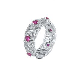 ZOCA Sterling Sier créer rubis diamant sucre tour anneaux avec grande pierre de corindon rouge femmes bijoux fins