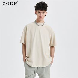 ZODF Printemps Eté Lavé Solide T-shirts Pour Homme Lâche Unisexe 310gsm Coton Poids Lourd T-shirt Doux Marque Tops HY0064 220622