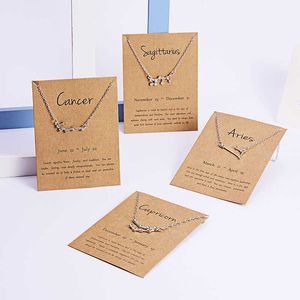 Zodiac ketting horoscoop teken 12 zirkoon Koreaanse sieraden ster Galaxy Weegra Astrologie vrouwen ketting cadeau met retail kaart