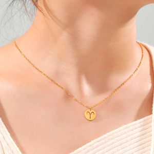 Zodiac teken ketting voor vrouwen roestvrijstalen constellatie charmes ketting choker sieraden minimalistische verjaardagscadeaus