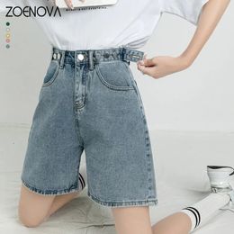 Zoenova shorts ceinturés jeans femme baggy y2k mode hétéro vintage streetwear denim d'été pantalon short féminin 240407
