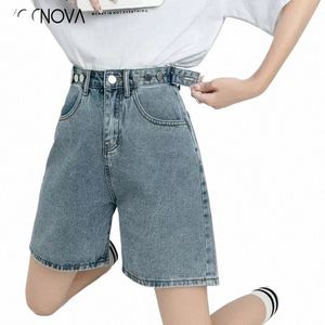 Zoenova Belted Shorts Jeans Femmes Baggy Y2K Fi Droite Vintage Streetwear Denim 2022 Été Lâche Femme Denim Pantalon court X1Xe #