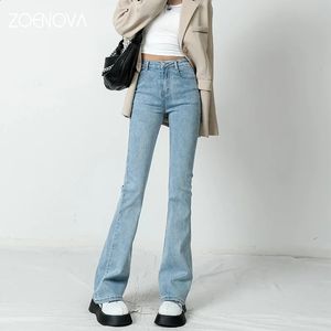 ZOENOVA Vrouwen Flared Jeans Losse Denim Broek Bodem Recht Hoge Taille Stretch Stedelijke Vrouwelijke Flare Broek 2023 Mode 6 Kleur 240129