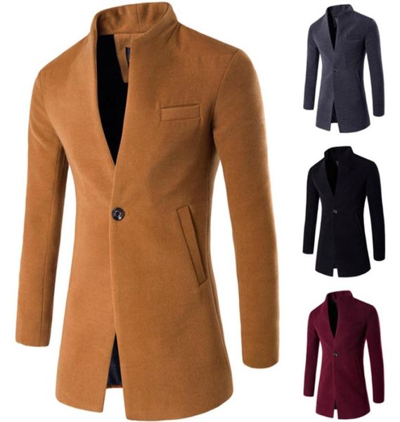 ZOGAA 2019 abrigo de lana para hombre, abrigo largo de invierno, cárdigan ajustado, cortavientos, cuello mandarín con un botón, abrigo informal de lana para hombre 9108419