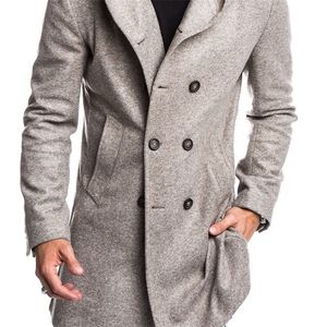 ZOGAA Otoño Invierno Abrigos para hombres Abrigo largo de lana Marca de moda Casual Bolsillos con botones Abrigo con capucha Hombres Outwear 201128