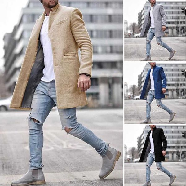 ZOGAA Marque Hommes Hiver Long Trench-Coat 4 Couleurs Causal Slim Fit Hommes Manteaux et Vestes Coupe-Vent Pardessus Plus La Taille S-3XL 211011