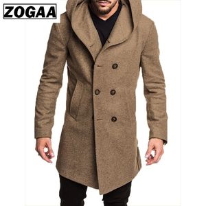 ZOGAA Moda para hombre Trench Coat Chaqueta Primavera Autumn Hombres Abrigos Casual Color Sólido Woolen Trench Abrigo para hombres Ropa 2019