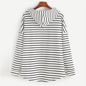 Zogaa Mode Vrouwen Hoodies Dames Streep Gedrukt Sweatshirts Casual Streetwear Losse Plus Size Womens Hooded Pullover 210909