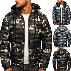 ZOGAA Hommes Camouflage Puffer Jacket Coupe-vent Casual Sports Winter Mode Imprimé Coton Parka à capuche Manteau 211214