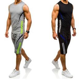 Zogaa Mens Sweatsuits Zomer Mannen Track Pak Twee Stuk Tops en Broek Joggers Set Mouwloze Sportkleding Outfits voor Mannen Kleding