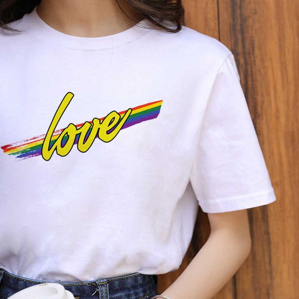 ZOGANKIN Lgbt Harajuku arc-en-ciel Gay Pride T-shirt femmes lesbienne dessin animé T-shirt 90 s graphique décontracté T-shirt mode couverture en coton Tee X0628