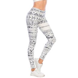 Zohra Sexy Dames Grijze Aztec Gedrukt Fitness Leggins Mode Slanke Legins Hoge Taille Leggings Broek 211215