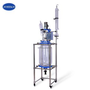 ZOIBKD Suministros de alta calidad S-50L Recipiente de reactor de vidrio con camisa de doble capa para reacción resistente a la temperatura de laboratorio