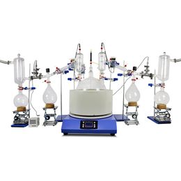 ZOBKD Grote 20L Dual-Head Short Path Distillatie Kit Levering met magnetische roeren verwarmingsmantel inclusief koude val nieuwe 2 distillerende hoofden