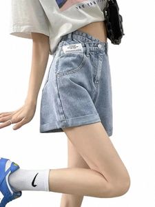 Zoki Design Women Letter Denim shorts Harajuku Casual Vintage A Line Shorts Summer Koreaanse hoge taille preppy stijl jeans shorts n6vg#