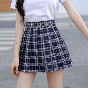 Zoki plaid vrouwen rokken zomer hoge taille geplooid mini rok mode casual jk japan uniformen een lijn harajuku dansen faldas 210708