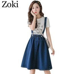 Zoki Plus Size S4XL vrouwen denim riem rok elegante zomer Koreaanse elastische hoge taille aline midi rok jeans faldas mujer moda 210311