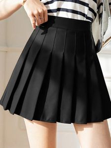 Zoki White Women Pleffed Jirts Summer High Taist Girls Dancing JK Mini Black Fashion étudiant A Line Faldas 2023 240506