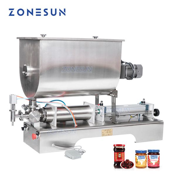 ZONESUN 60L Sauce Chili Mélange Machine De Remplissage Pâte Beurre D'arachide Remplisseur Quantitatif Pneumatique Slurry Machiery