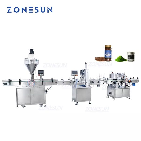 ZONESUN – Machine à étiqueter les bouteilles de remplissage et de capsulage de lait en poudre ambre sec moulu, avec tarière automatique, pour ligne de Production