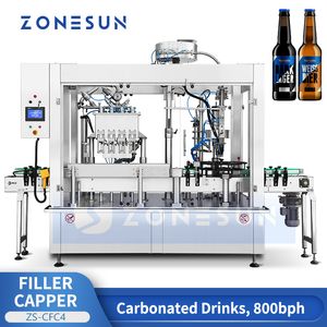 ZONESUN Automatische bierbottellijn Vul- en sluitmachine Isobare flessenvuller Koolzuurhoudende dranken vulapparatuur ZS-CFC4