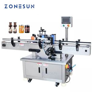 ZONESUN Botellas Redondas de Bebidas Automáticas Vial Can Jar Wrap Around Máquina de Etiquetado Etiqueta Adhesiva Aplicador