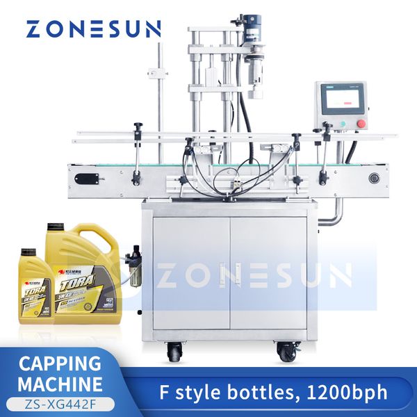ZONESUN – capsuleuse automatique de bouteilles de Style F, Machine de capsulage de bouteilles, couvercle à vis, conteneur d'emballage de détergent, ZS-XG442F