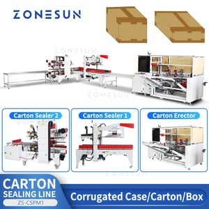 ZONESUN-máquina automática de sellado de cajas, equipo de embalaje, flejado, sistema de boxeo, línea de producción, ZS-CSPM1