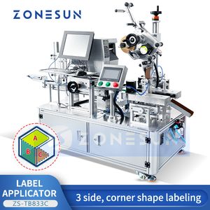 ZONESUN – applicateur automatique d'étiquettes d'angle, imprimante, boîte à 3 côtés, livre, Surfaces plates, équipement autocollant, ZS-TB833C