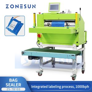 ZONESUN-sellador automático de bolsas de mensajería, máquina selladora de bolsas de plástico, etiquetado integrado, ZS-TB103 de embalaje de productos Express