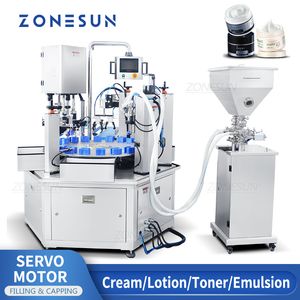 Zonesun Automatische crèmevulling en aftapmachine Lotion Container Schroef Deksel Moisturizer Toner Emulsie Productie ZS-SRFC