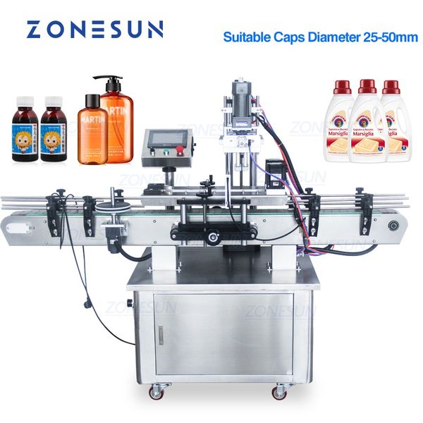 ZONESUN automática eléctrica de plástico de cristal champú cosmético esmalte de uñas máquina taponadora de botellas