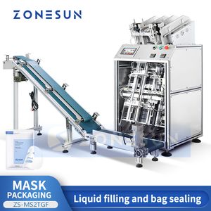 ZONESUN Machine de scellage de sac de remplissage automatique Masque facial Emballage Masque de pied liquide vertical Pompe magnétique Codage de date ZS-MS2TGF