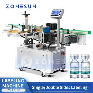 ZONESUN Automatische etiketapplicator Wikkel rond etiketteermachine Hoge snelheid etiketteerapparatuur voor ronde flessen ZS-TB130