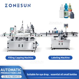 ZONESUN remplissage liquide automatique capsulage étiqueteuse compte-gouttes bouteille ligne d'emballage huile essentielle goutte ZS-FAL180A10