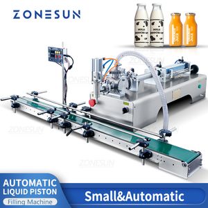 ZONESUN Machine de remplissage de liquide automatique Bouteille Eau Boissons Huile Convoyeur de table Emballage Petite chaîne de production ZS-DTYT1L