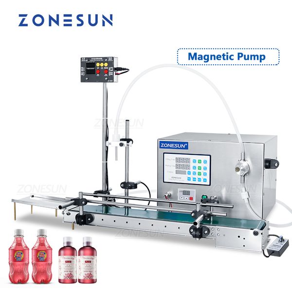 ZONESUN – Machine de remplissage automatique de liquide, pompe magnétique, eau, jus, lait, bouteille en verre, remplissage ZS-DTMP1S